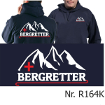 Hoodie navy, BERGRETTER mit Bergmotiv,weiß/rot