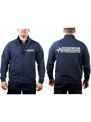 Sweat jacket navy, FEUERWEHR - RETTUNGSSANITÄTER