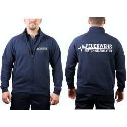 Sweat jacket navy, FEUERWEHR - RETTUNGSSANIT&Auml;TER