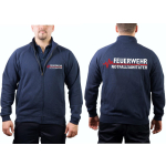 Sweat jacket navy, FEUERWEHR - NOTFALLSANITÄTER with red EKG-line
