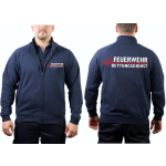 Sweat jacket navy, FEUERWEHR - RETTUNGSDIENST with red EKG-line