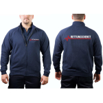 Sweat jacket navy, RETTUNGSDIENST with red EKG-line