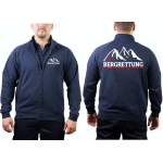 Giacca di sudore blu navy, BERGRETTUNG con Bergmotiv bianco/rosso