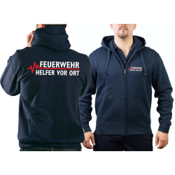 Hooded jacket navy, FEUERWEHR - Helfer vor Ort with red...