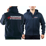 Veste à capuche marin, FEUERWEHR - RETTUNGSSANITÄTER avec rouge EKG-ligne