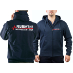 Hooded jacket navy, FEUERWEHR - NOTFALLSANITÄTER with red EKG-line
