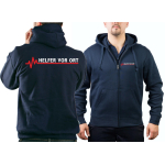 Kapuzenjacke navy, Helfer vor Ort mit roter EKG-Linie