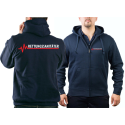 Hooded jacket navy, RETTUNGSSANITÄTER with red EKG-line