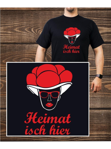 T-Shirt noir, Bollenhut - Heimat isch hier