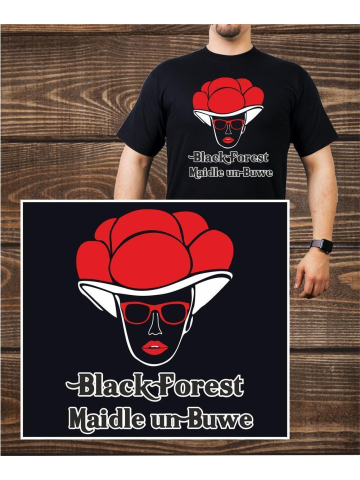 T-Shirt black, Bollenhut - Black Forest Maidle un Buwe