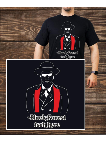 T-Shirt negro, negro Forest isch here (m)
