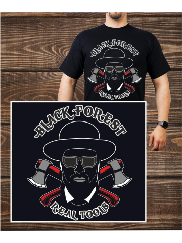 T-Shirt negro, negro Forest Real Tools