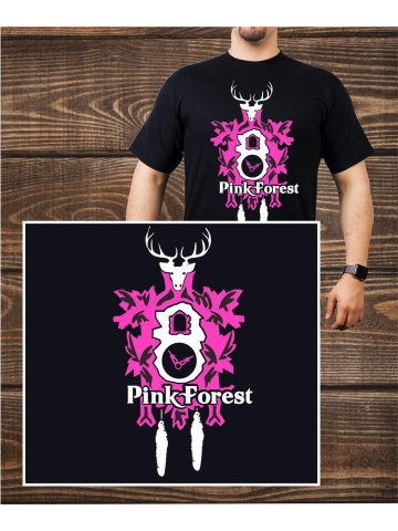 T-Shirt noir, Pink Forest