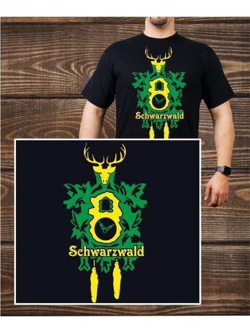 T-Shirt black, Schwarzwald mit Clock