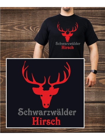 T-Shirt negro, negrowälder Hirsch