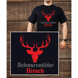 T-Shirt black, black forest Hirsch
