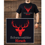T-Shirt black, black forest Hirsch