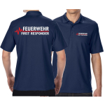 Functional-Polo navy, FEUERWEHR - FIRST RESPONDER with red EKG-line