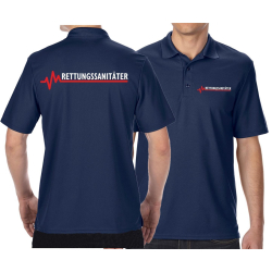 Functional-Polo navy, RETTUNGSSANITÄTER with red...