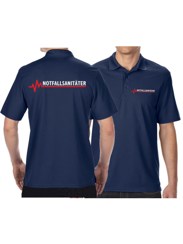 Functional-Polo navy, NOTFALLSANITÄTER with red EKG-line