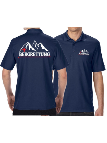 Funzionale-Polo blu navy, BERGRETTUNG con Bergmotiv bianco/rosso