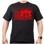 T-Shirt black, "UNDER ATEMSCHUTZ" Atemschutzmaske und Text in rot