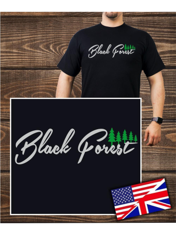 T-Shirt noir, noir Forest with trees