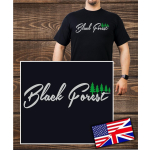 T-Shirt black, Black Forest with trees