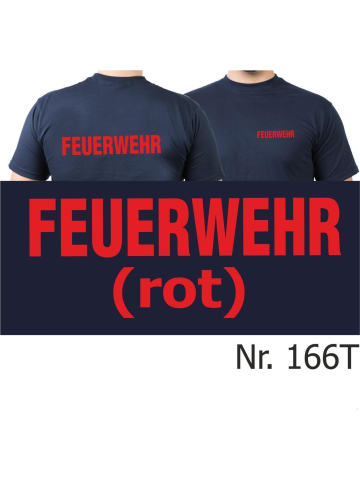 T-Shirt navy, FEUERWEHR in rot (XS-3XL)