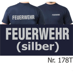 T-Shirt marin, FEUERWEHR dans argent