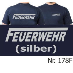 T-Shirt navy, FEUERWEHR with long &quot;F&quot; in silver