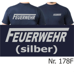 T-Shirt blu navy, FEUERWEHR con lungo "F" nel argento