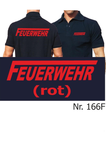 Polo navy, FEUERWEHR with long "F" in red