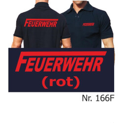Polo blu navy, FEUERWEHR con lungo &quot;F&quot; nel rosso