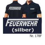 Polo navy, FEUERWEHR with long "F" in silver