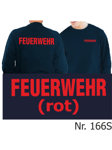 Sweat navy, FEUERWEHR in red