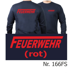 Sweat navy, FEUERWEHR mit langem "F" in rot...