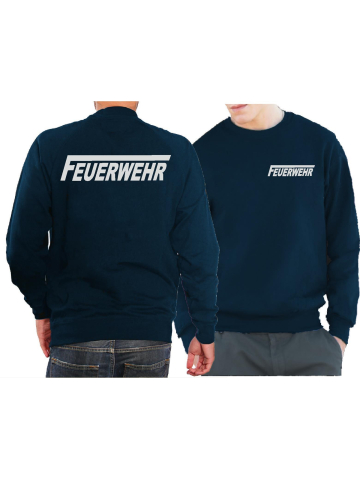 Sweat navy, FEUERWEHR mit langem "F" in silber (XS-3XL)