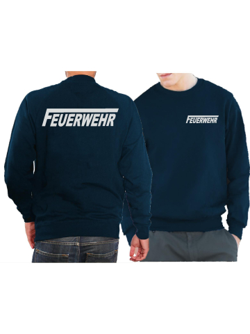 Sweat navy, FEUERWEHR with long "F" in silver
