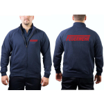 Sweat jacket navy, FEUERWEHR with long "F" in red