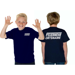 Kinder-T-Shirt marin, FEUERWEHR avec longue "F"...