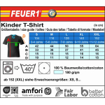Kinder-T-Shirt navy, FEUERWEHR with long "F" place-name in silver