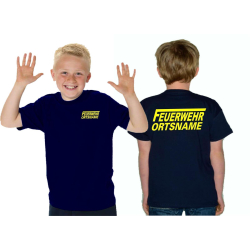 Kinder-T-Shirt navy, FEUERWEHR with long "F"...