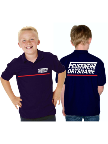 Kinder-Polo navy, FEUERWEHR with long "F" , place-name white with red stripe