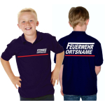 Kinder-Polo navy, FEUERWEHR mit langem "F" , Ortsname weiss mit rotem Streifen