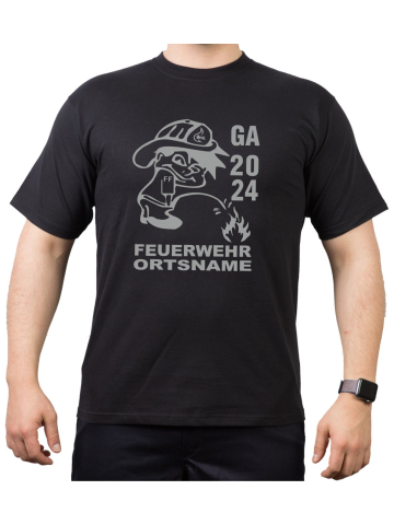T-Shirt black, "Grundausbildung" Menneken (silver)