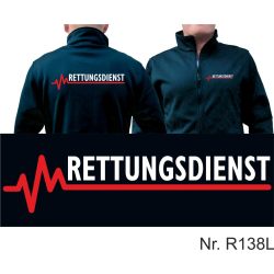 SmartSoftshelljacke navy, RETTUNGSDIENST with red EKG-line