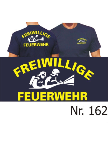 T-Shirt navy, FFW neongelb/weiß AGT 3XL