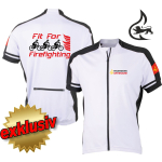 Bike-Shirt white, full-Zip, respirant, Stauferlöwe + nom de lieu, FitForFirefighting + 3 bikes