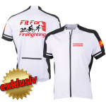 Bike-Shirt white, full-Zip, respirant, FEUERWEHR + nom de lieu, FitForFirefighting + Triathlon